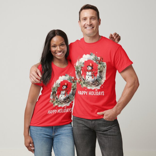Sluten julvattenfärg snögubbe lägger till text t shirt (Unisex)