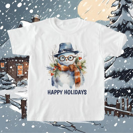 Sluten julvattenfärg snögubbe lägger till text t shirt