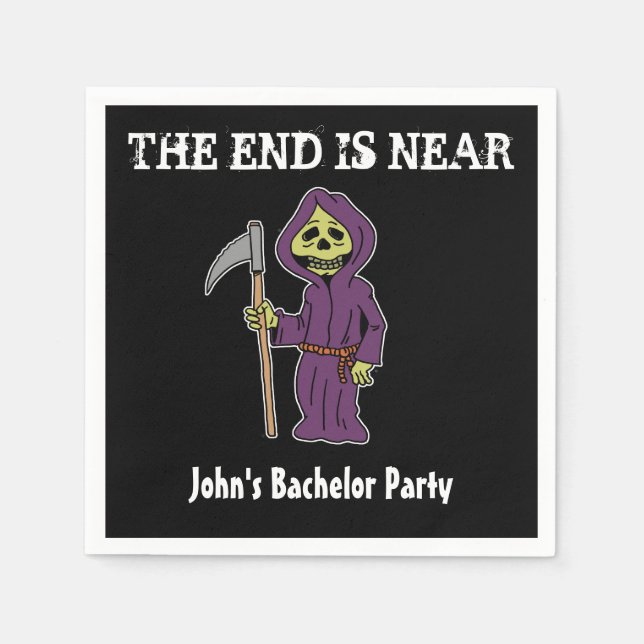 Slutet är nära Grim Reaper Bachelor Party Napkins Pappersservett (Framsidan)