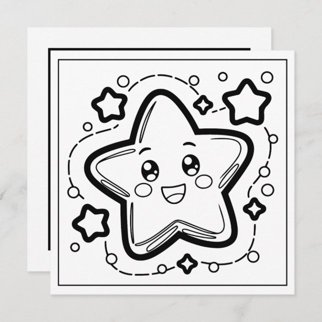 Slutfärgad julfärgstjärna julkort (Fram/baksida)