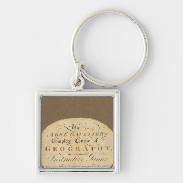 Slutför geografin fyrkantig silverfärgad nyckelring (Framsidan)