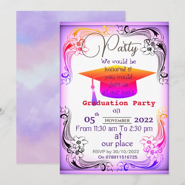 Slutför graden inbjudningar (Fram/baksida)