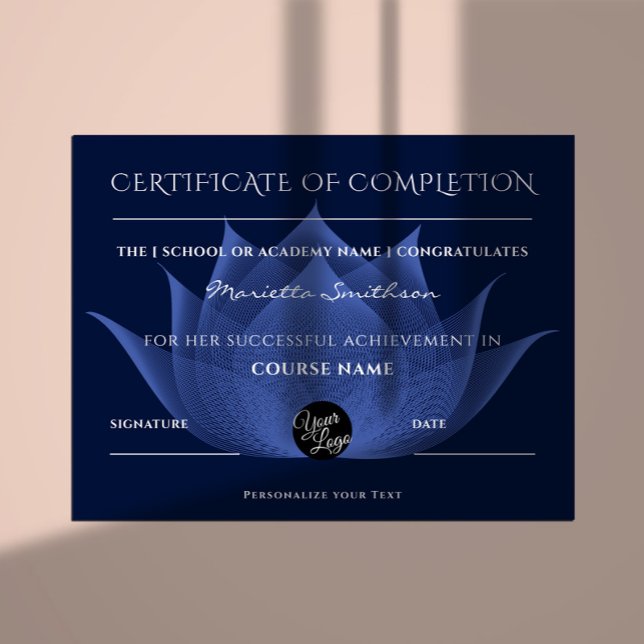 Slutförandecertifikat Lotus Flower för Yoga Reiki (Skapare uppladdad)