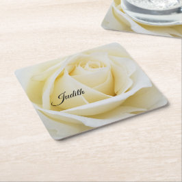 Slutfoto för Pristine Vit ros Underlägg Papper Kvadrat