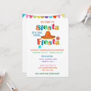 Slutgiltigt Fiesta Itinerary Bachelorette Party Inbjudningar