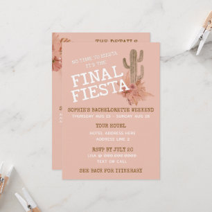 Slutgiltigt Fiesta Itinerary Bachelorette Party Inbjudningar