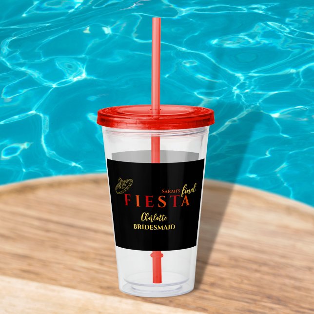 Slutgiltigt Fiesta Mexican Bachelorette Party Take Away Mugg (final fiesta bachelorette party tumbler red and orange sombrero bachelorette party favors mexican)