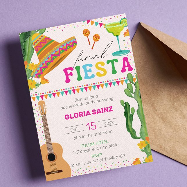 Slutgiltigt Fiesta Mexican Vibrant Bachelorette Pa Inbjudningar (Skapare uppladdad)
