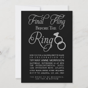Slutgiltigt Fling Faux Glitter Bachelorette Party Inbjudningar