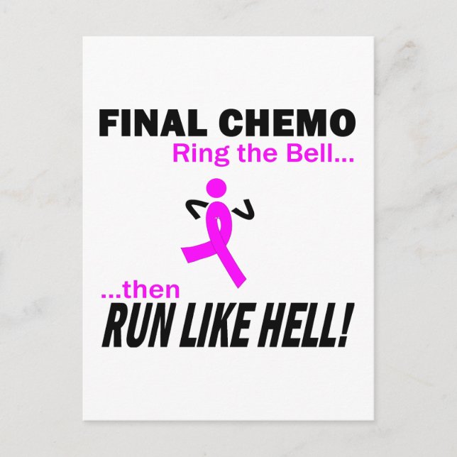 Slutlig Chemo Springa som helvetet - bröstcancer Vykort (Framsida)