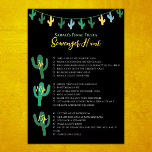 Slutlig Fiesta Bachelorette Game Scavenger Hunt Kort