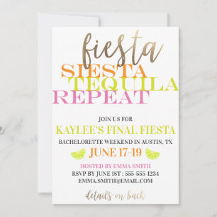 Slutlig Fiesta Bright- och Modern Bachelorette Par Inbjudningar