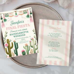 Slutlig Fiesta Cactus Colorful Möhippa/Bachelorett Inbjudningar