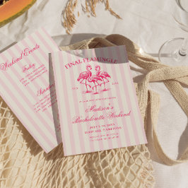 Slutlig flamingel Rosa stripe Bachelorette Inbjudningar
