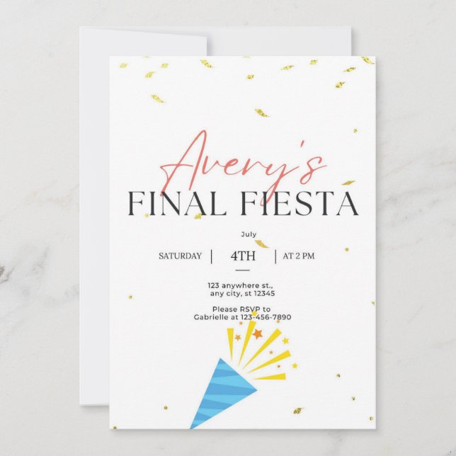 Slutlig inbjudan till Fiesta Bachelorette-partiet (Framsida)