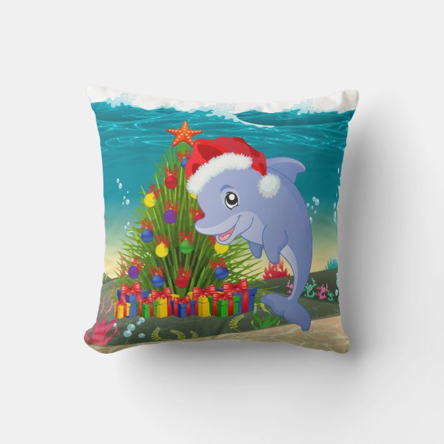 Slutlig juldelfin i sjögräs träd kudde (Framsida)