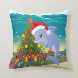 Slutlig juldelfin i sjögräs träd kudde