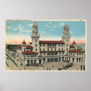 Slutlig tågstation, Atlanta vintage 1923 Poster