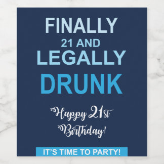 Slutligen 21 och lagligen torkade Vin-etiketter Vinflaska Etikett