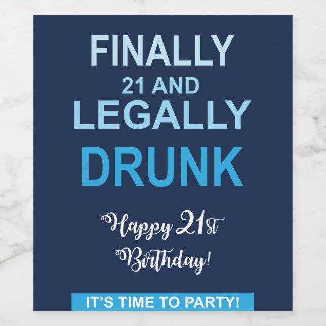 Slutligen 21 och lagligen torkade Vin-etiketter Vinflaska Etikett (Singel etikett)