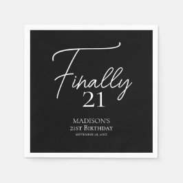 Slutligen 21 svartvitt 21:a födelsedag pappersservett