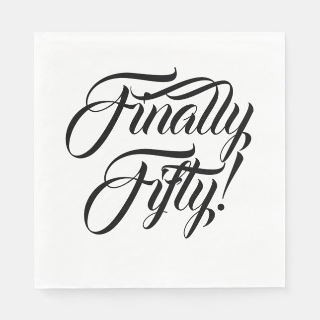 Slutligen 50 svarta vita födelsedag pappersservett (Framsidan)