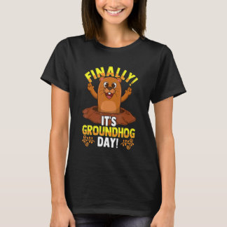 Slutligen är det Groundhog Day Hårig Shadow Pa Dut T Shirt