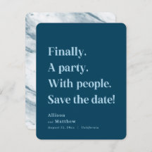 Slutligen en Party-enkel textmarin, blå minimalist