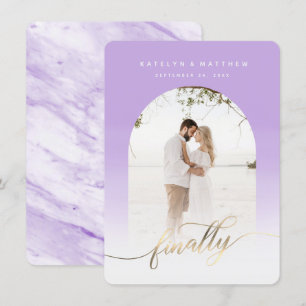 Slutligen, Guld Script Lavender Archway-ramfoto Spara Datumet