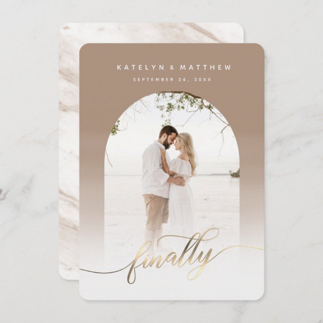 Slutligen, Guld-skript, kantbildsfoto Spara Datumet (Fram/baksida)