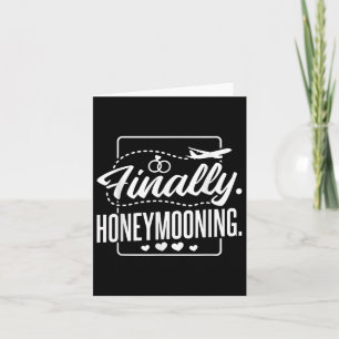 Slutligen honeymooning, nylånat par och honeymoo kort