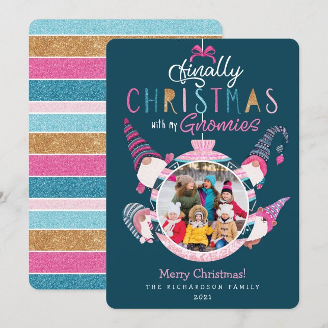 Slutligen jul med fotfoto från min Gnomies Roligt- Julkort (Fram/baksida)