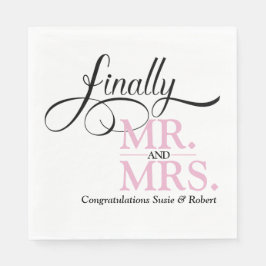 Slutligen Mr och Mrs. Wedding Reception Cocktail Pappersservett