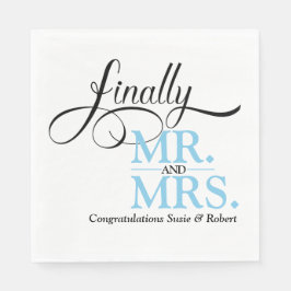 Slutligen Mr och Mrs. Wedding Reception Cocktail Pappersservett