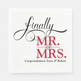 Slutligen Mr och Mrs. Wedding Reception Cocktail Pappersservett