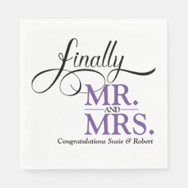 Slutligen Mr och Mrs. Wedding Reception Cocktail Pappersservett