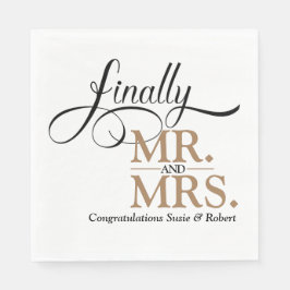 Slutligen Mr och Mrs. Wedding Reception Cocktail Pappersservett
