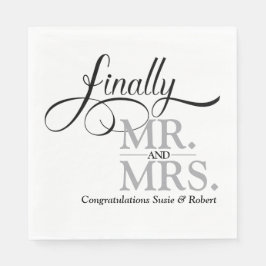 Slutligen Mr och Mrs. Wedding Reception Cocktail Pappersservett
