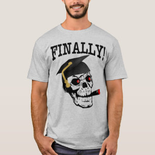 SLUTLIGEN! Rolig studentenT-tröja med skallen Tee Shirt