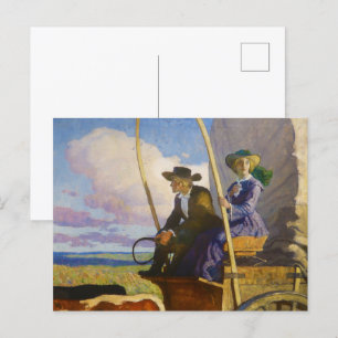 Slutlös Prairie: Woman in Wagon by N.C. Wyeth Vykort