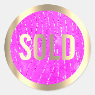 Slutsåld guld- rosa Fuchsia Luxfastighetsmäklare Runt Klistermärke