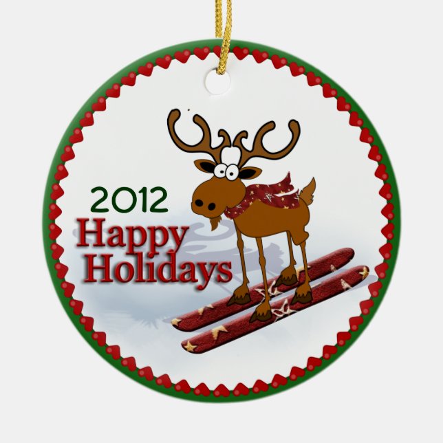 Sluttande älg för helgdag julgransprydnad keramik (Framsidan)