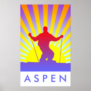 sluttande skida aspen poster