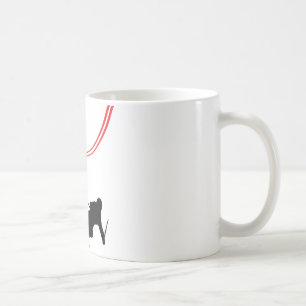 sluttande skida att skida som är rött, spårar kaffemugg