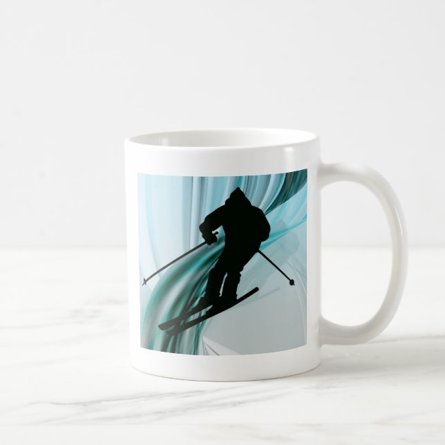 Sluttande Skier på isigrosett band Kaffemugg (Höger)