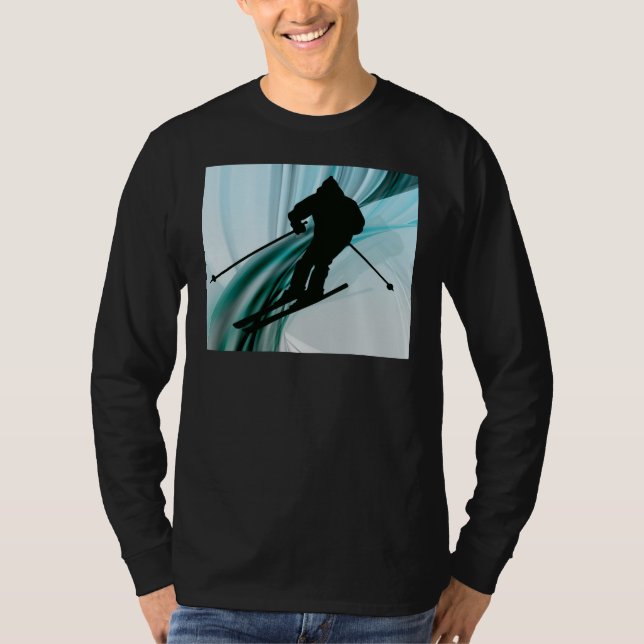 Sluttande Skier på isigrosett band T Shirt (Framsida)