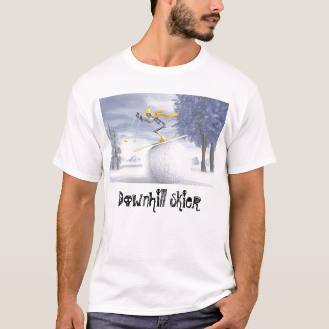 Sluttande skier t shirt (Framsida)