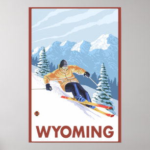 Sluttande snö SkierWyoming Poster