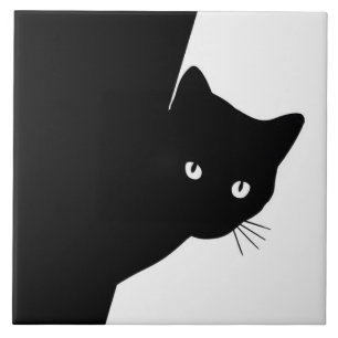 Sly Black Cat Kakelplatta