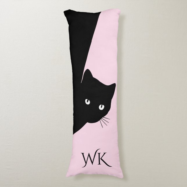 Sly Black Cat Monogram Kroppskudde (Framsidan Vertikal)